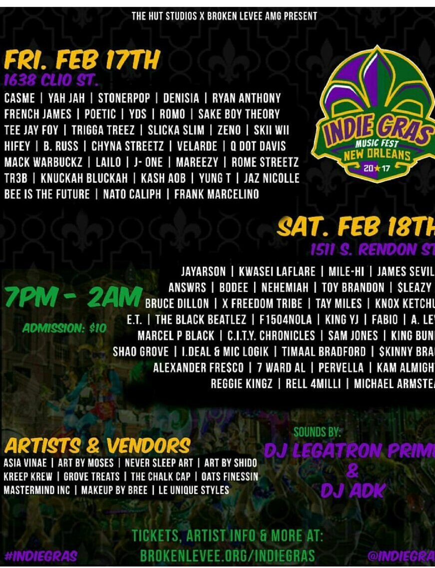 throwemC's tweet photo. Yes Sir! #NOLA @indiegras we ready 2 come out n rock wit ya. #Chicagohiphop #ChiNativeEnt @idealraps @miclogik #wedothisman #lego #Feb18th https://t.co/ifbYejI130