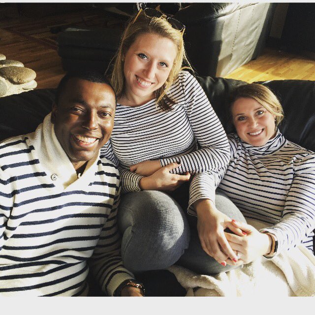 SamMars1113's tweet photo. When you, your sister, and your future brother-in-law show up to an event separately wearing matching outfits. #stripesforthewin #family https://t.co/51DqqVXW9D