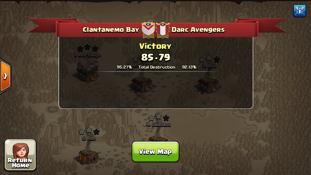 Nice win over @DarcAvengersCoC for Bay's first round in the NIP tourney. Next up, <a href="/FulmenMorte/">Fulmen Morte</a>! See you soon FM 👀🌅 @ClanWarLeague
