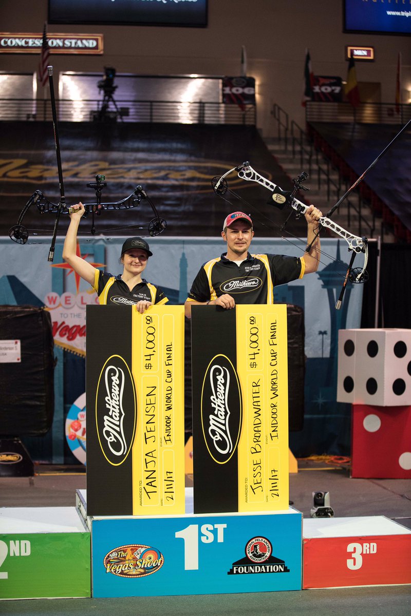 Mathews_Archery's tweet photo. #TeamMathews sweeps the World Cup Finals in Vegas!

Men's Compound | Jesse Broadwater
Women's Compound | Tanja Jensen

#mathews https://t.co/OnuKRXTPEM