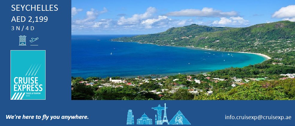 Cruisexp's tweet photo. #Syechelles #Etihad_Airways #Holiday
3 N / 4 D
Starting from AED 2,199 only
Book by : 28 February 2017
Travel by : 30 April 2017
T&C apply https://t.co/AzL2bBaDPy