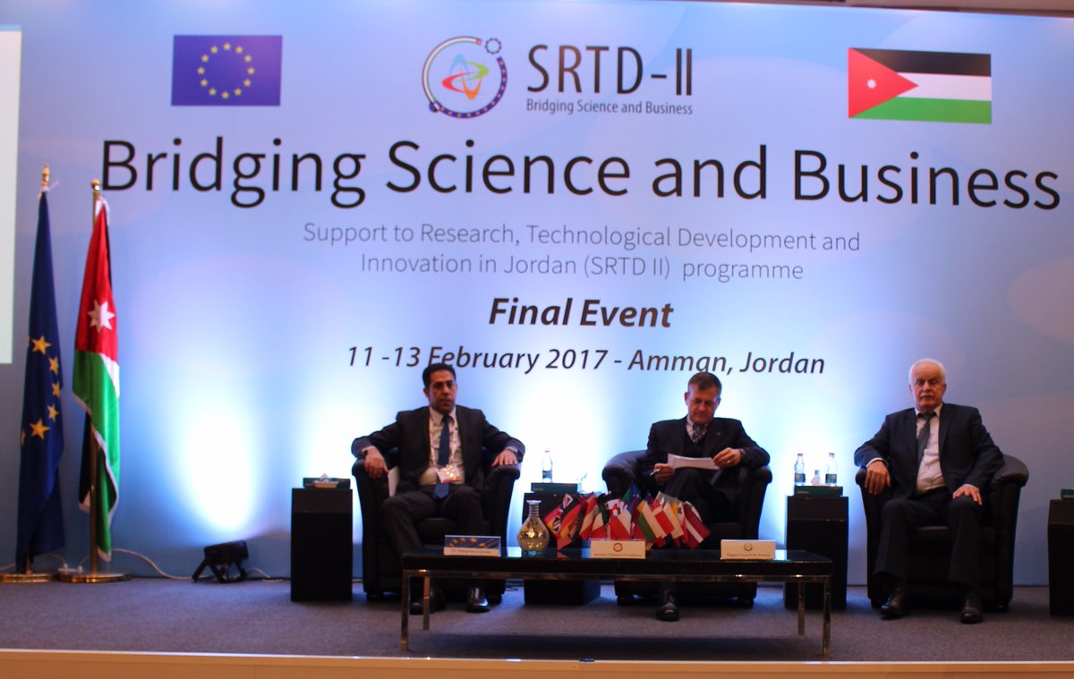 Today's SRTD II Final Event Dr, Iyd Abu Haltam; Mr. Andrea Fontana Ambassador of the EUD to Jordan &amp; Dr. Khaled El Shuraydeh SG of the HCST