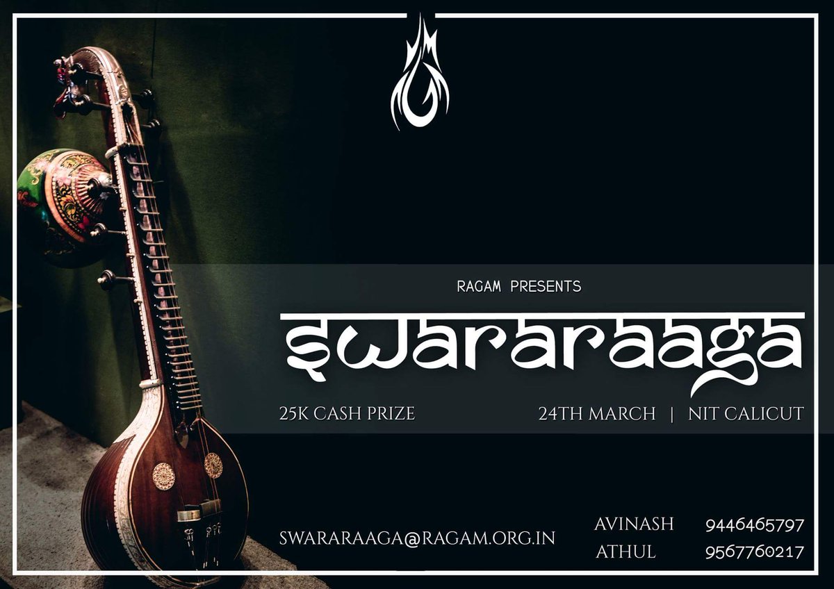 ragamnitc's tweet image. Music speaks what cannot be expressed. Enchant the crowd with your dexterity and passion for music at swararaaga this Ragam. #ragam17