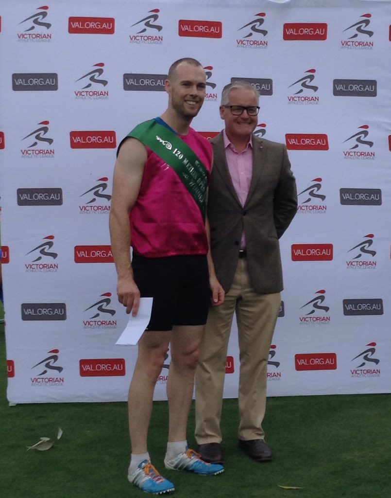 VicAthLeague's tweet photo. RESULT: Trinity Open 120m Gift, won by Nick Magree. #TrinityGift https://t.co/xdQHAi9r0R