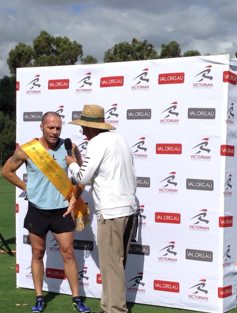 VicAthLeague's tweet photo. RESULT: Andrew Muhlhan 300m Women's and Masters final, won by Tim Cherry. #TrinityGift https://t.co/flUroXkHYl
