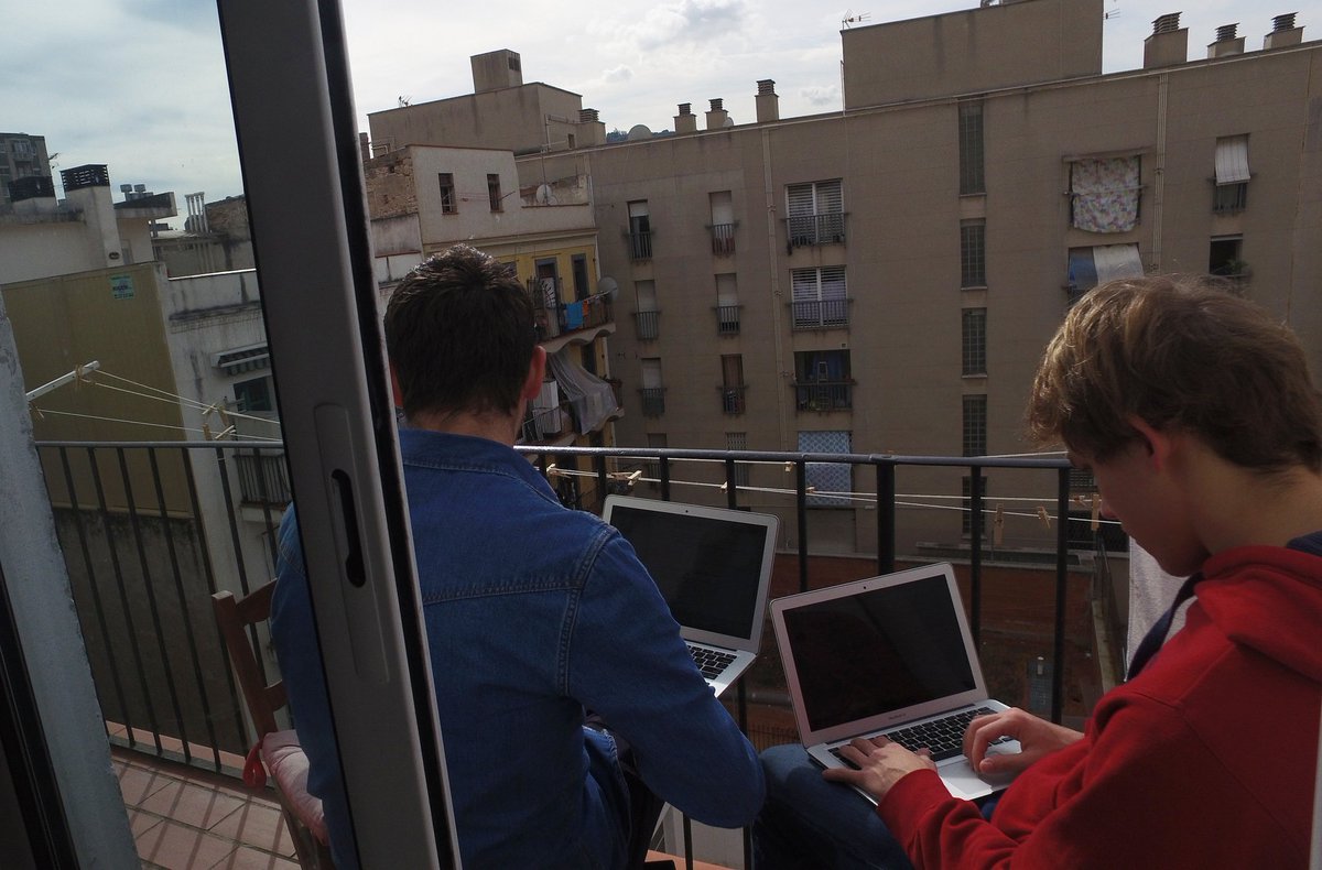 AnglerGeometry's tweet photo. @zgaljic went to visit @bunevrh in Barcelona and now they are working on @AnglerGeometry on a lovely balcony. How great is that? 😀🤗💻 https://t.co/vYsm0CS2xi