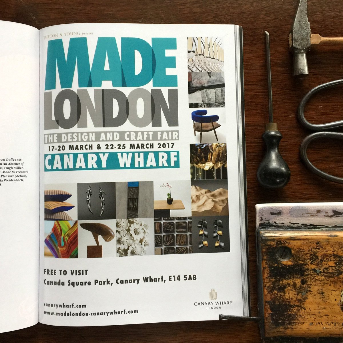 sampickard's tweet photo. If you missed this ad in @craftsmagazine guide to #collect Don't miss #madecanarywharf FREE ENTRY! @TuttonandYoung @TheDesignTrust https://t.co/YUBPpiJnbV