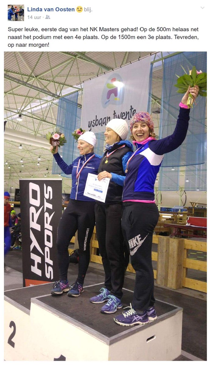 Gefeliciteerd #lindavanoosten met de 3e plek op de 1500m #nkmasters! #trotsesponsor #schaatsen