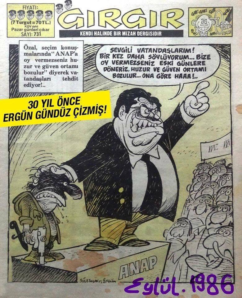 Gırgır dergi Eylül 1986 sayısı. 
Çizer: Ergun Gündüz