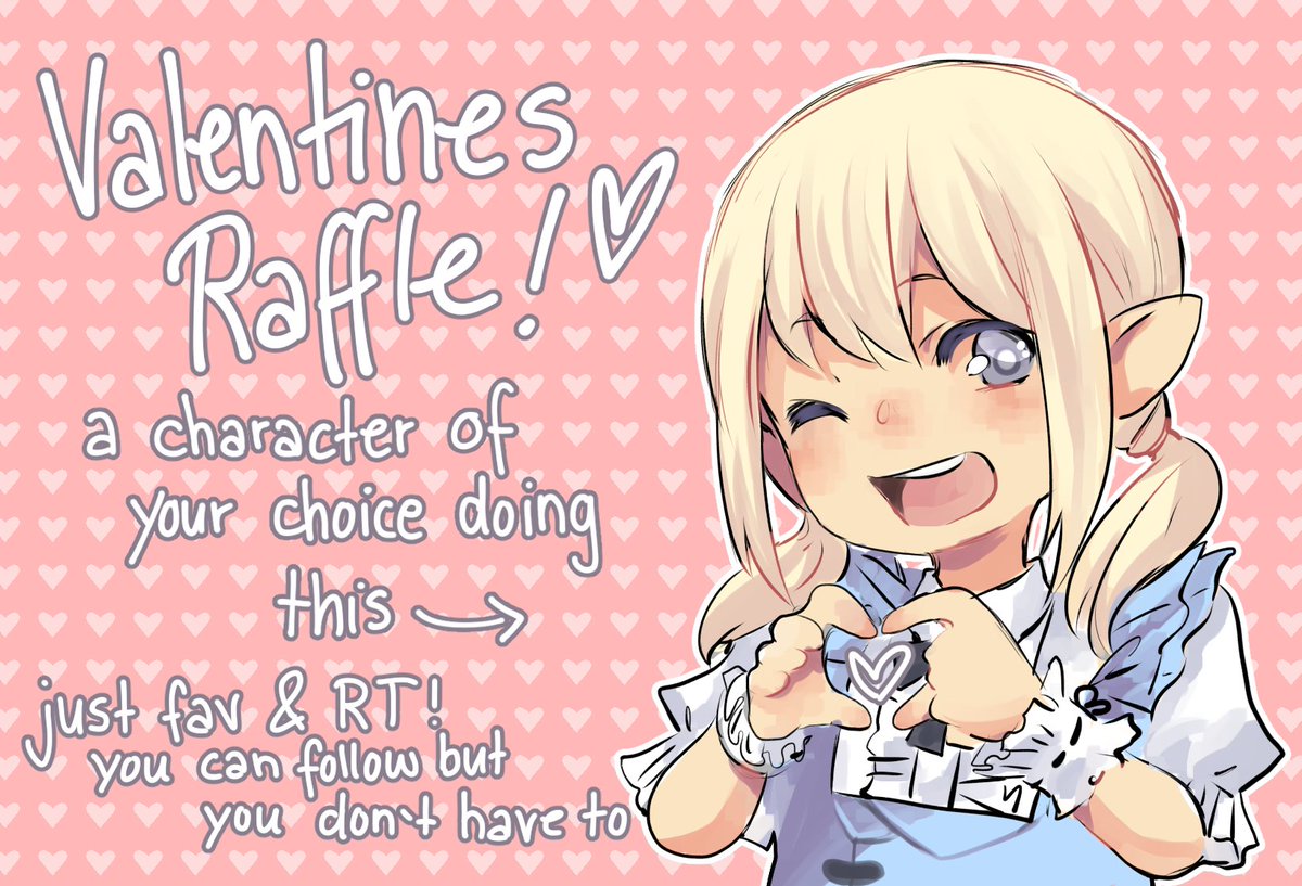 ♥♥♥Valentines Raffle♥♥♥
character you choose can be everyone except rl people! :3
good luck and thank you > 7 < 9
ends 14/02