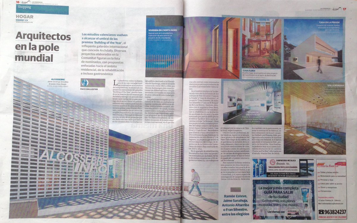 DissenyCV's tweet photo. Hoy en @lasprovincias #arquitectura y #diseno de interior. Artículos de @JesusTrelis y @Ballester_paco https://t.co/P6Mb8HJimA