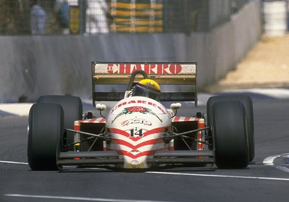 80s90sF1's tweet photo. Roberto Moreno drives what appears to be a filthy train at the 1987 Australian GP. Managed to score a point though in the AGS #f1 #80sF1 https://t.co/jWTnXpGA47