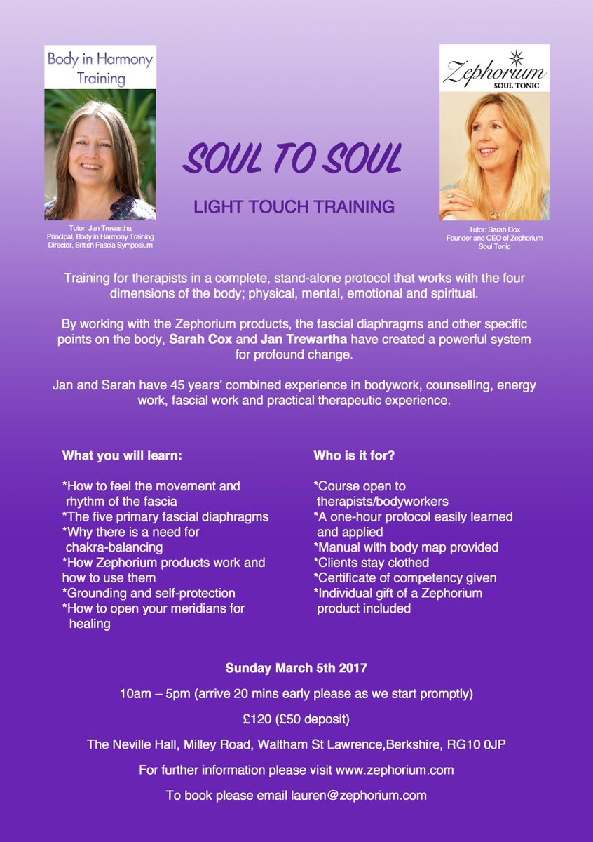 Soul to Soul Light Touch Training works with the four dimensions of the body. Why not join us on 5 March ? #Therapist #LightTouch