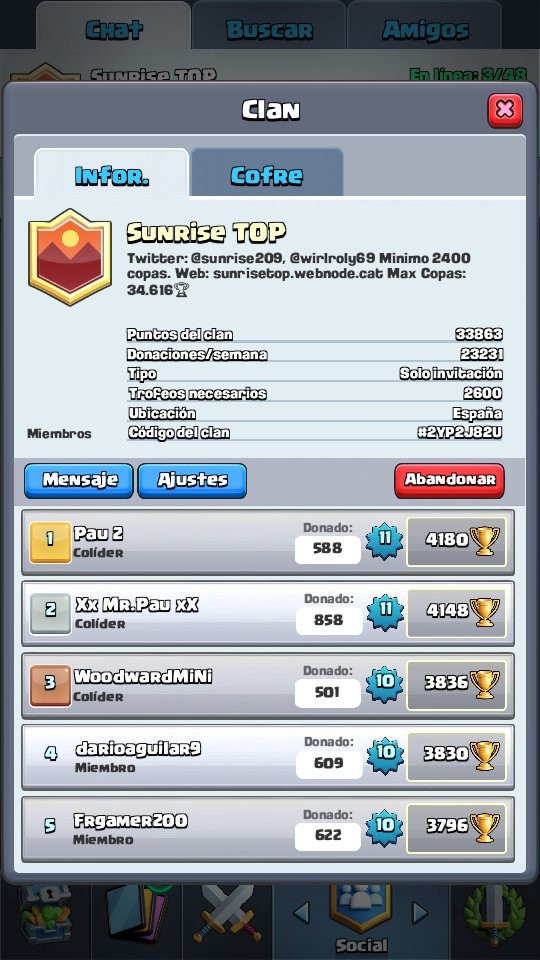 sunrise209's tweet photo. Reclutamos para cofre de clan. Uniros activos y donadores! https://t.co/5ovoq4zksX