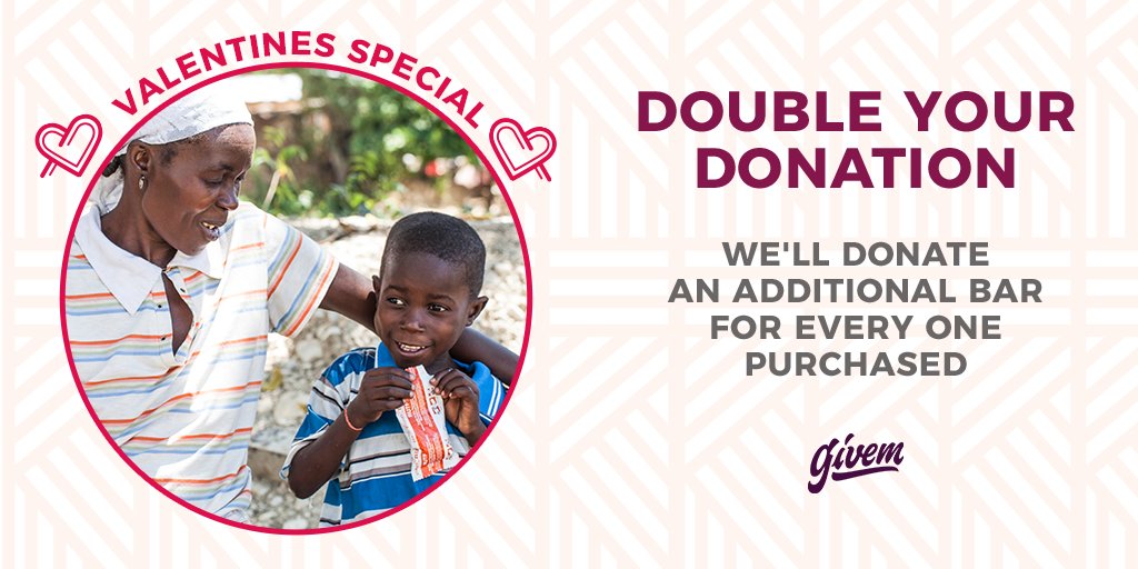 GivemShop's tweet photo. Give the gift of love this #valentines!
We'll match your purchase - for every RUTF bought we'll donate an extra one!
https://t.co/J7jIXLt7GH https://t.co/qb68zRsdUG