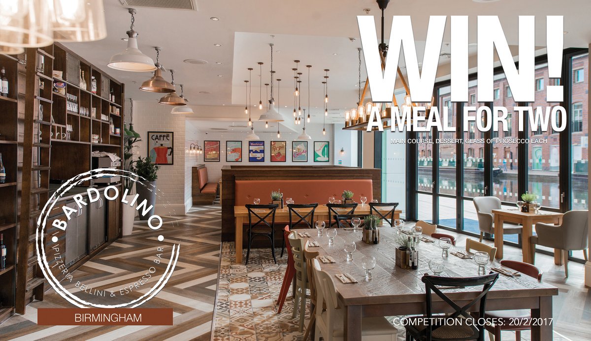 WhatsOnBrum's tweet photo. #WIN!
A MEAL FOR 2 at @Bardolino_Bham! Prize includes a main course, dessert + glass of prosecco each. Simply RT before 20/2 to enter! https://t.co/8z1quqJZRD
