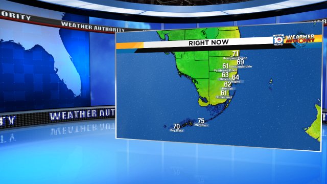 Lighter winds allowing for temps across some areas to be slightly cooler this AM.  #Miami #FLL #FLkeys https://t.co/0F1hEwYHjv