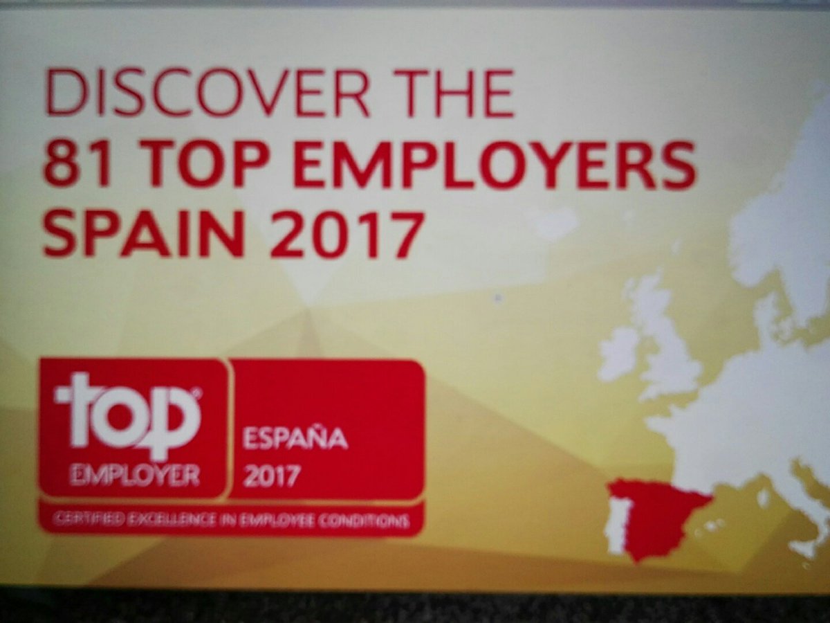 TopEmployers_Sp's tweet photo. Descubre a los Top Employers España 2017 en https://t.co/r7ilxBguMz #TECD17 https://t.co/FH3MJod42s