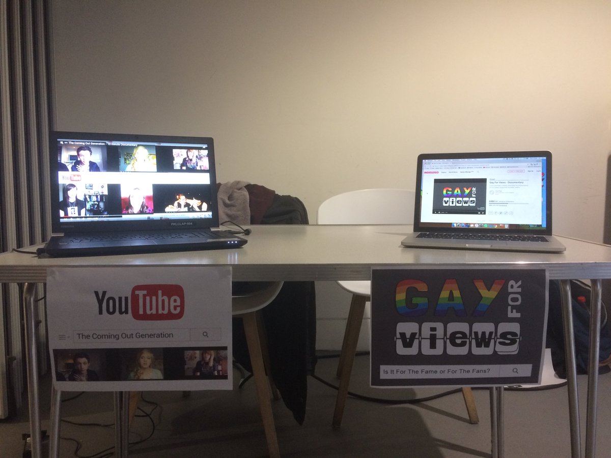 richardwalkertv's tweet photo. Representing #ComingOutGeneration and #GayForViews at the @LGBTChelt event in the Wilson Gallery #LGBTAware @GlosMediaSchool https://t.co/NMZhcVxrta