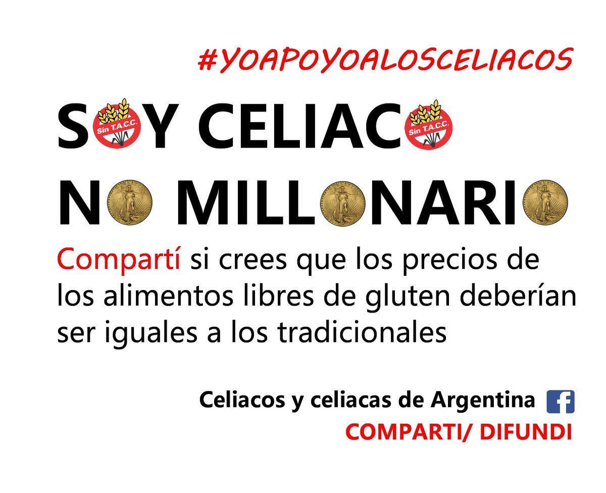 #yoapoyoalosceliacos
SOY CELIACO NO MILLONARIO
Compartí si crees q los precios de los alimentos LDG deberían ser iguales a los tradicionales