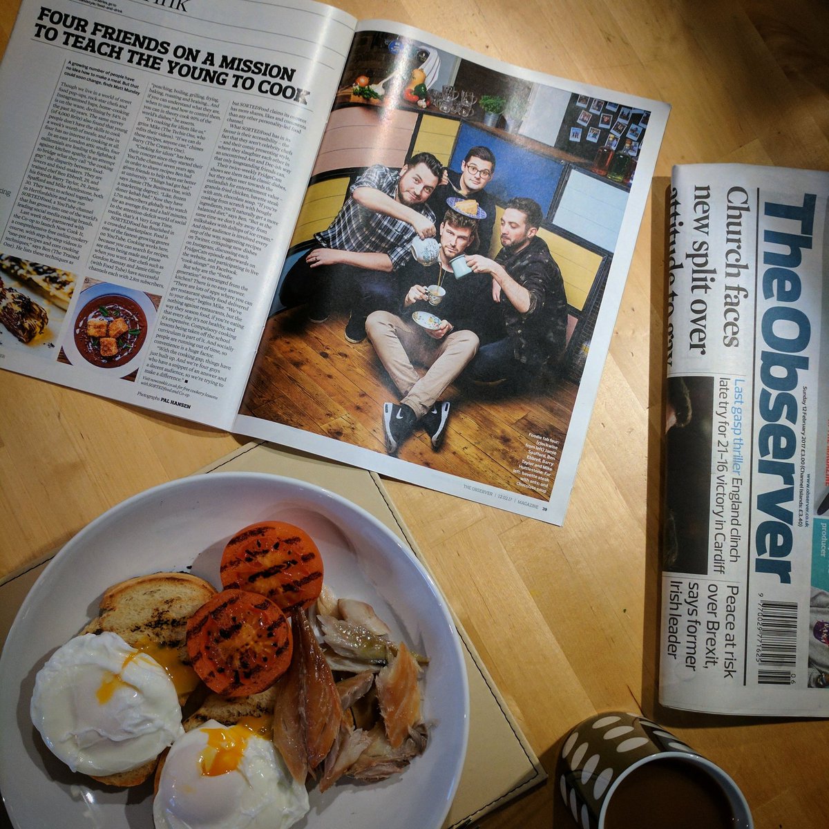 Bebbrell's tweet photo. Nice article in @ObsMagazine today about @sortedfood's strive to close the #CookingGap with #NowCookIt - accompanied by brunch of course! https://t.co/2muSdW8NBw