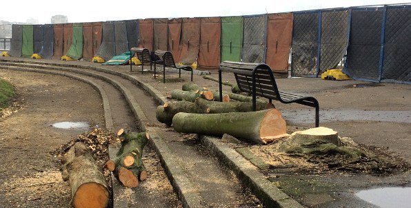 EastEndEnquirer's tweet photo. First trees felled in King Edward Memorial Park https://t.co/fpNRqMWvaY https://t.co/2mOxV9wwY3