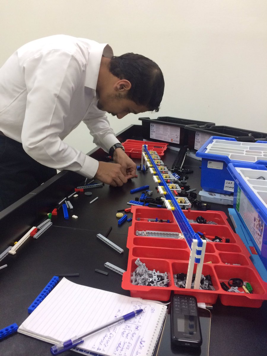 Ahmed given the task of building a technic beam sorter with LEGO Education kits only! He loves his job!