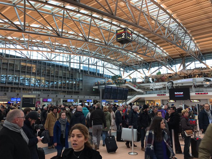More than 50 injured in Hamburg airport after exposure to ‘unknown substance’ C4dzYafW8AAAErK