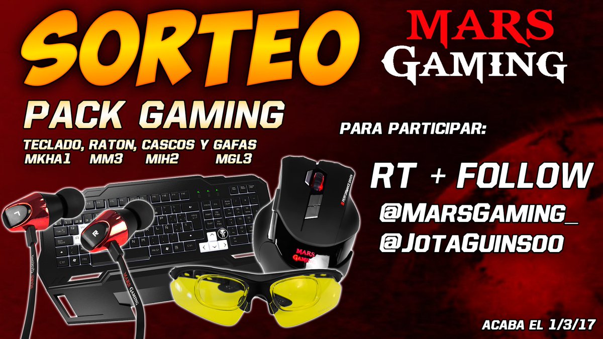 Sorteo 🔥PACK GAMER🔥 MARS GAMING 🎮

Para participar:
➡️RT a este tweet.
➡️Follow <a href="/MarsGaming_/">Mars Gaming</a> y <a href="/JotaGuinsoo/">🌴 Jota 🌞🌊</a> 

Link: gleam.io/UkPD5/sorteo-p…