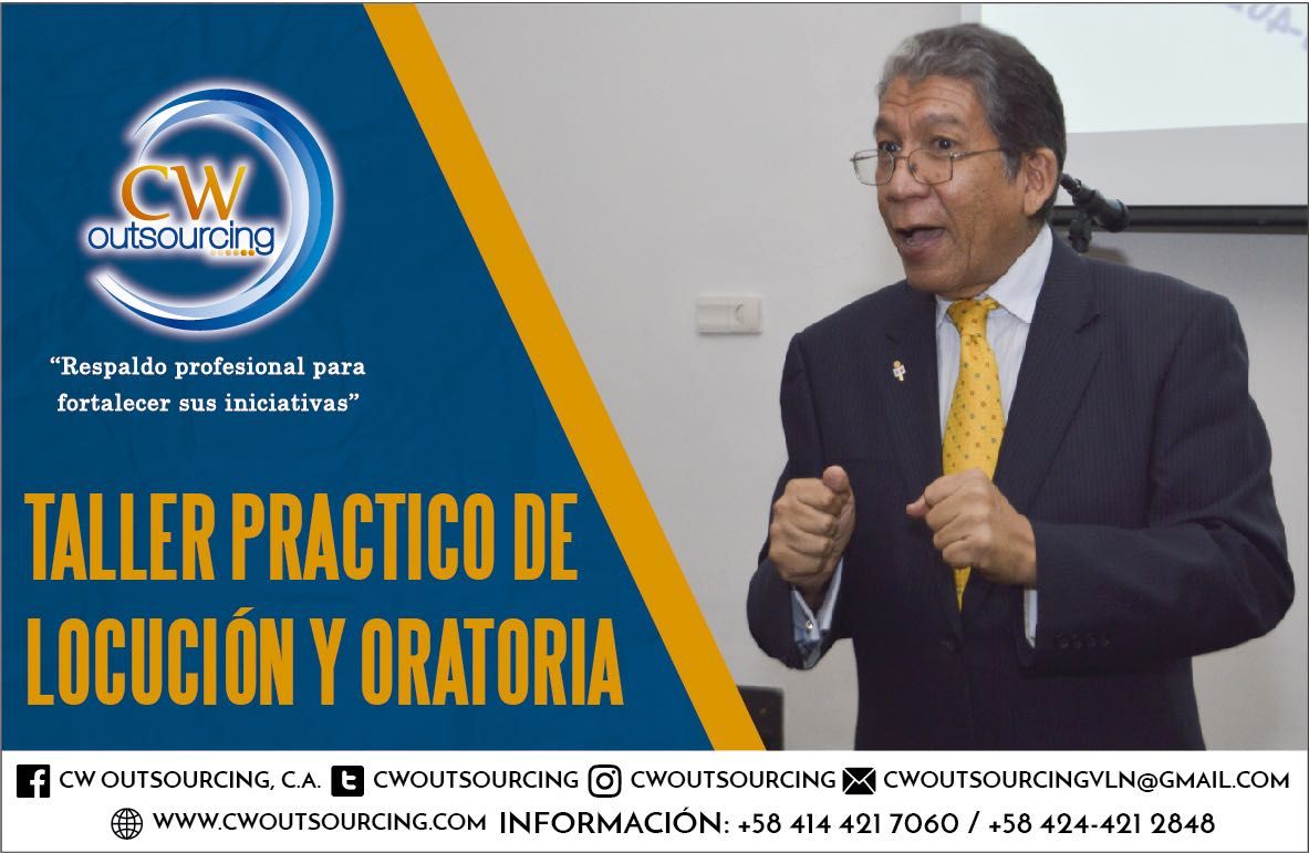 CWoutsourcing's tweet photo. "TALLER PRÁCTICO DE LOCUCIÓN Y ORATORIA" dictado en el auditorio de CUPIO, Naguanagua bajo la dirección  del Prof @HWilmerRafael 0414430750. https://t.co/SHK7Tl0CbV