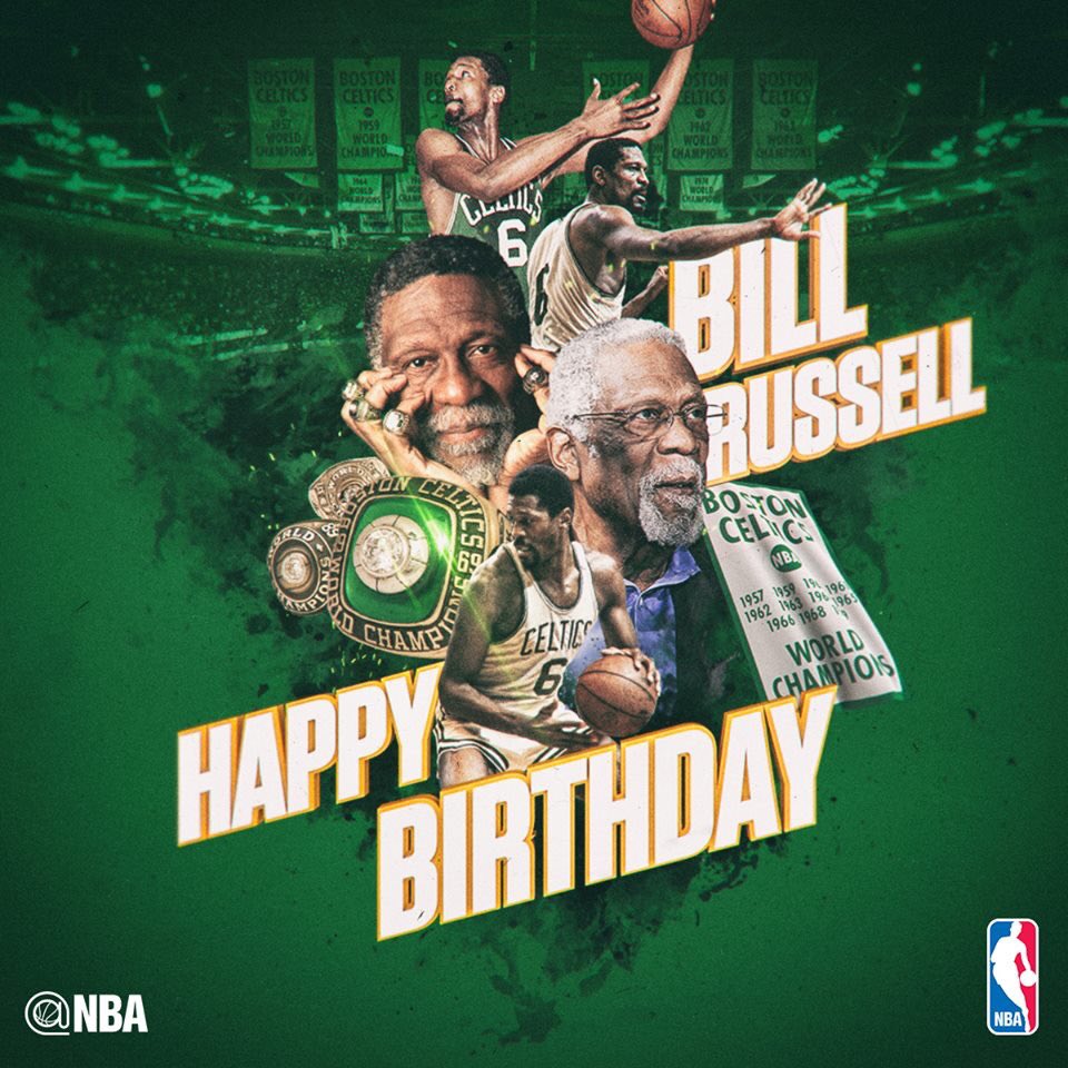 Happy Birthday to the 12-Time NBA All-Star, 11-Time NBA Champion, & 5-Time NBA MVP, Bill Russell!   