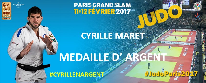 francejudo's tweet photo. #JudoParis2017 
-100kg : @CyrilleMaret complète sa collection de médaille du Paris Grand Slam en remportant l'argent !
@IntJudoFed https://t.co/rPJZXphuXA