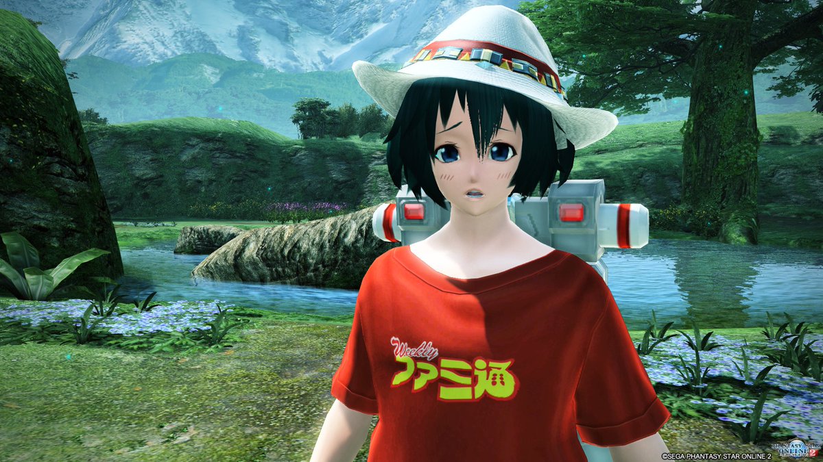 kotobukiyuuri's tweet image. 寝る前に１コ投下。

たべないでー。

#再現キャラの隣に元ネタ
#PSO2再現キャラクリ24時間真剣勝負