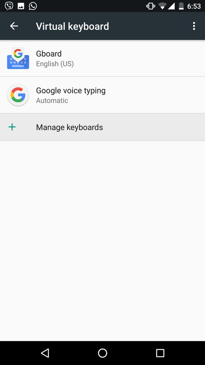 Step 2: go into Android settings and select Language &amp; input. Then go to Virtual keyboard, and click the "+ manage keyboards" option.