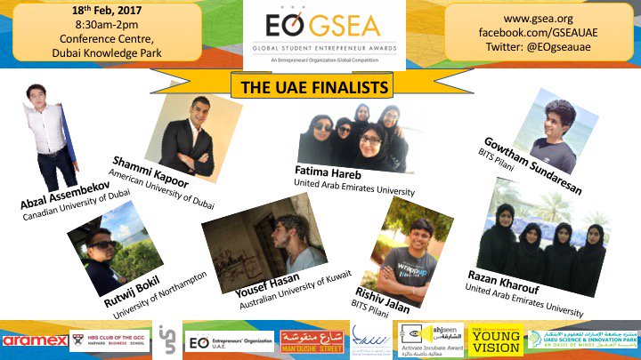 EOgseauae's tweet photo. One of our eights finalists for the @EOgseauae finals started @1stop_Solutions. Finals on 18th Feb at Dubai Knowledge Park. Open invite. https://t.co/oPPYsOH6Sk