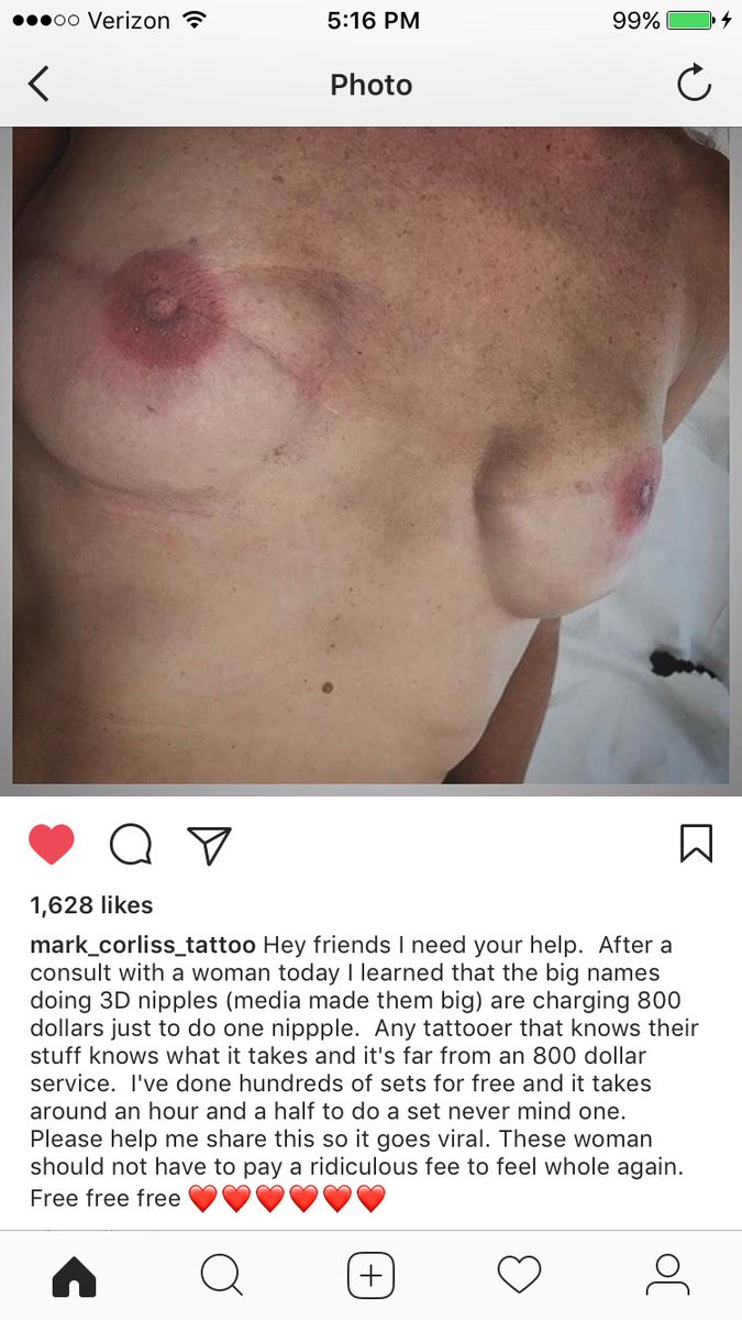 Jprz1321's tweet photo. This artist does free nipple tattoos for those who have battled breast cancer, this is amazing. https://t.co/ECCih437JR