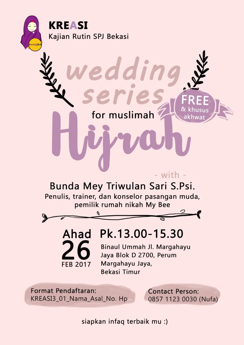 Assalamu'alaykum shalihat😊 Sudah daftar untuk acara KREASI belum? Kalau belum langsung daftar yuk ke CP☺️