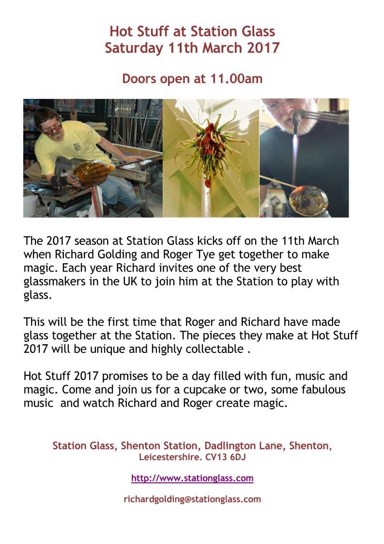 rgol777's tweet photo. Date for HOTSTUFF 2017. Saturday 11 March. Roger Tye and Richard Golding creating magical glass. See you there. https://t.co/AzjKtoHH2S