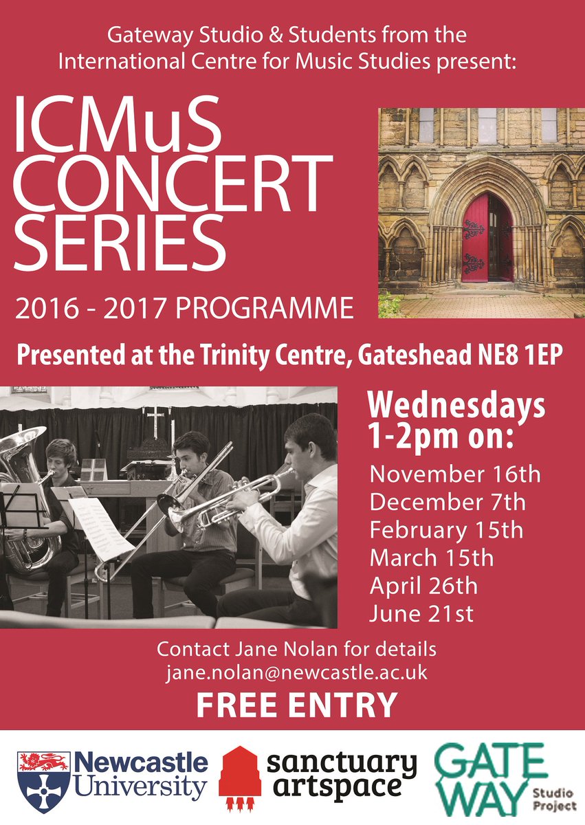 Free Lunchtime Concert by @NclUniMusic students <a href="/Gateway_Studio/">Gateway Studio</a> Trinity Centre Gateshead NE8 1EP 1pm Weds 15 Feb <a href="/TrinitySqGH/">TrinitySqGH</a> <a href="/Hannabiell/">Hannabiell</a>