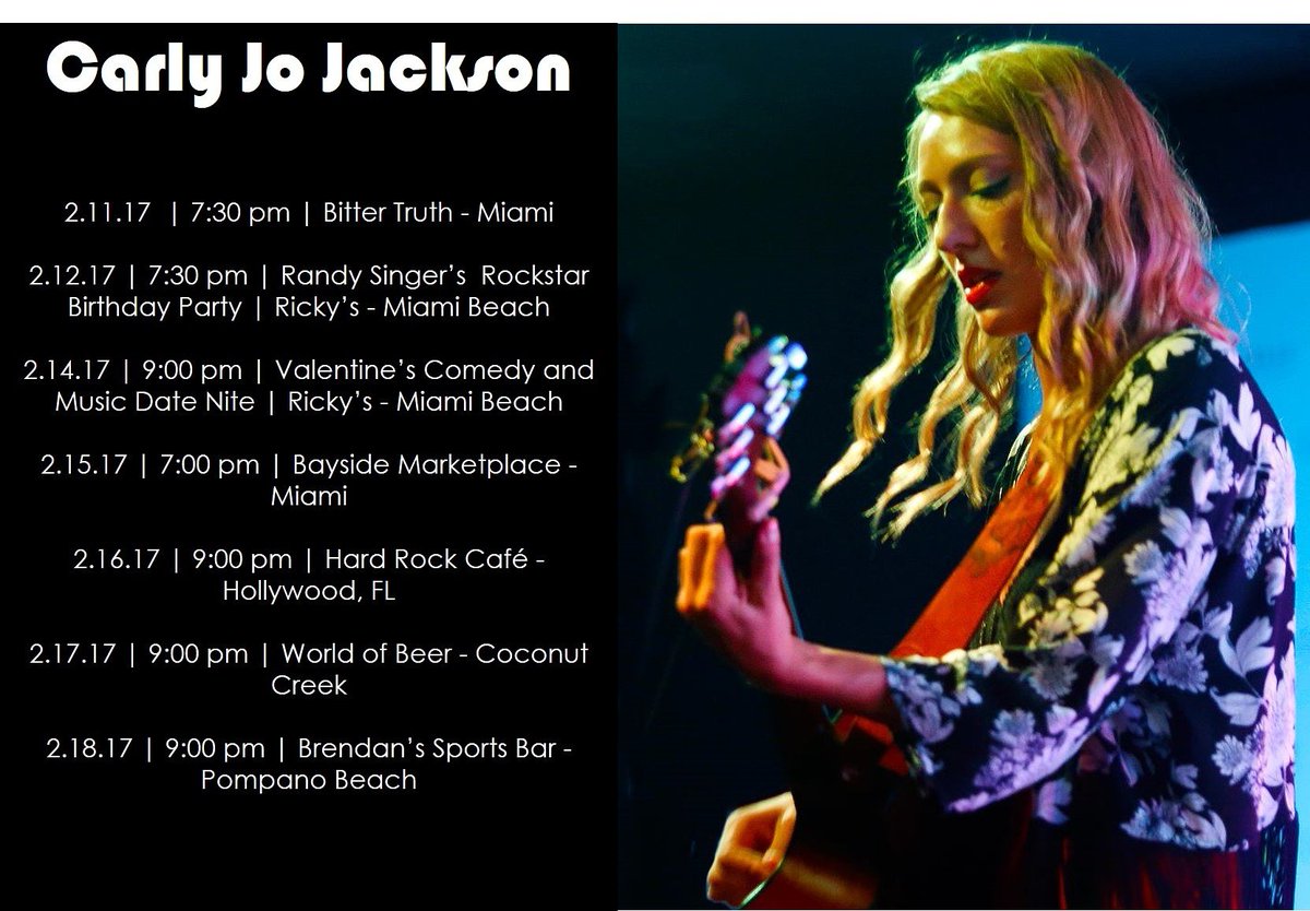 carlyjoofficial's tweet photo. @rickyssobe tn and Tues!  #miamimusic #sobe #sobeevents https://t.co/uN4X3EdSLK