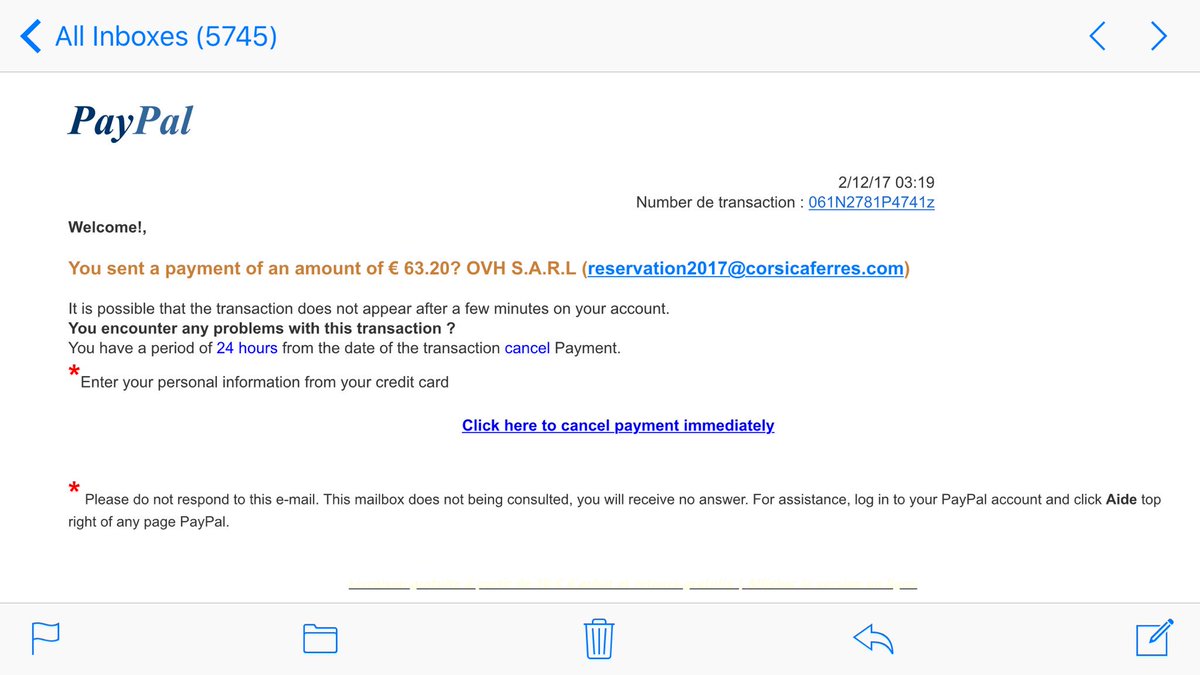 liz_lapoint's tweet photo. Does anyone else get as many #phishing emails as I do from "PayPal"? #whofallsforthis #ScamAlert https://t.co/mxsCP7XP3Q