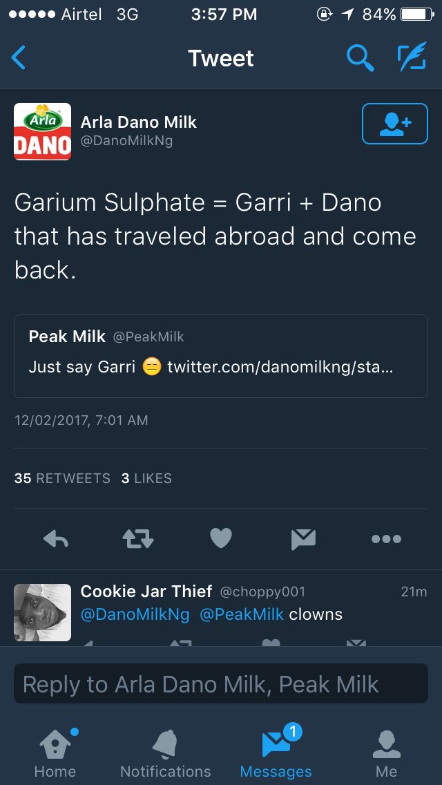 dotunonamission's tweet photo. Meanwhile on Twitter, Peak milk and Dano milk are throwing shades 😭😭😂😂😂 https://t.co/E3jVEjCtjc