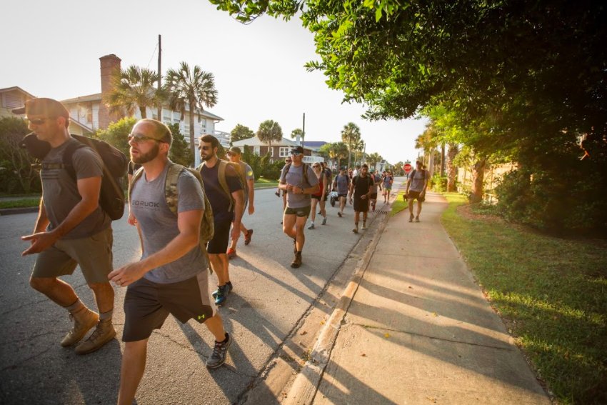 GORUCK's tweet photo. Rucking builds strength and endurance at the same time. Rucking with people builds friendships and smiles. #RuckUp https://t.co/ODCmhmQK7D