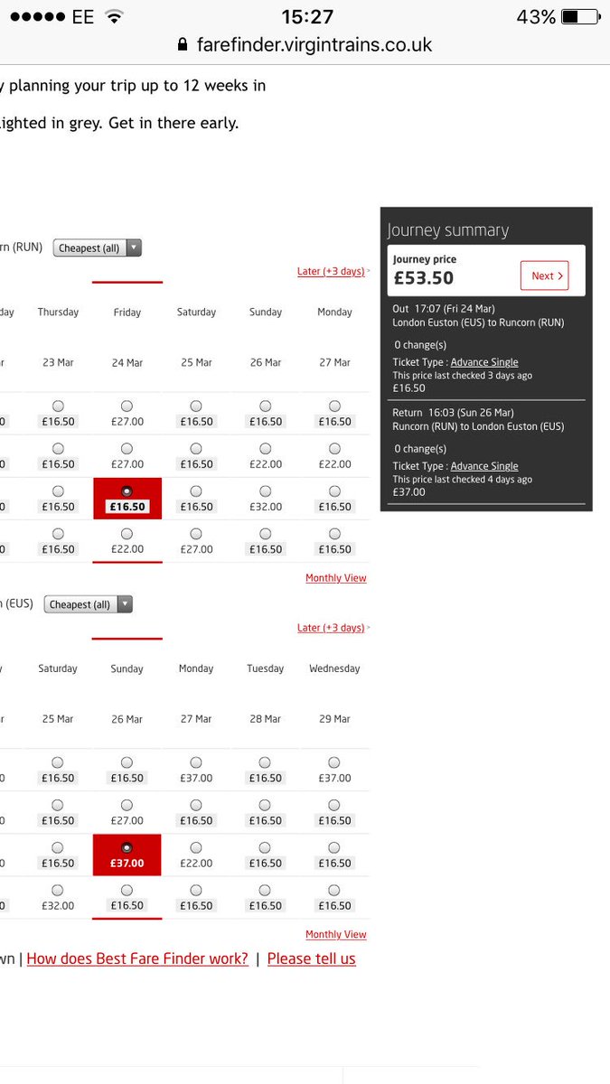 Peeebs's tweet photo. @VirginTrains not letting me book the £16.50 ticket which is displayed online. How can I book this? https://t.co/VClkcqZHKY