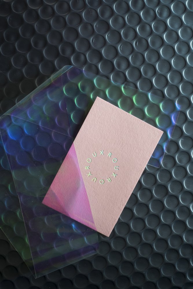 GFSmithpapers's tweet photo. .@colorplanpapers Candy Pink holographic @Foilco foiled business cards for @alexiarouxroux, printed by @AtelierBulk. https://t.co/jkN8jKzPRF