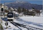 bahnbilder's tweet photo. Der CEV MVR ABeh 2/6 7504 verlässt den verschneiten Bahnhof St-Légier Gar #hellertalde https://t.co/olnCI435gl https://t.co/NezRWXKlRN