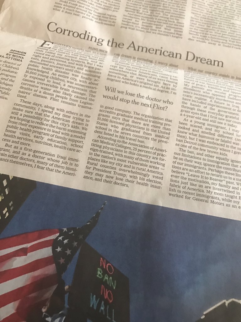 AliWebb3's tweet photo. Powerful column @nytimes by dr. Mona, key in flint water crisis, if new immigration rules reject in the future, immigrants like her. https://t.co/i6VgqxMZEK
