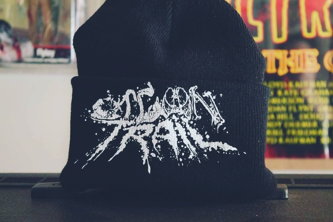 Screen printed acrylic beanies for #organtrail \m/ #ucmerch #michigan #screenprinting