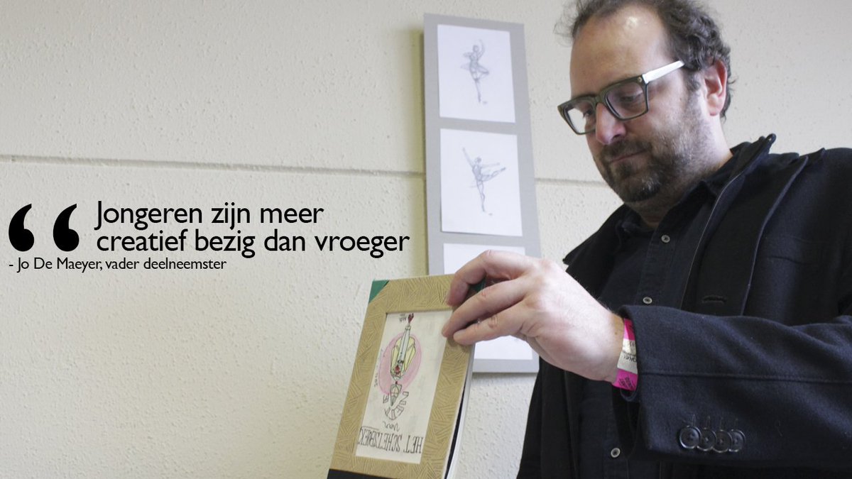 kunstbende_'s tweet photo. Voor Jo De Maeyer, vader van een deelneemster, is het duidelijk. Jongeren zijn meer met creatieve dingen bezig dan vroeger #Kunstbende18 https://t.co/H6gEI5V8CA