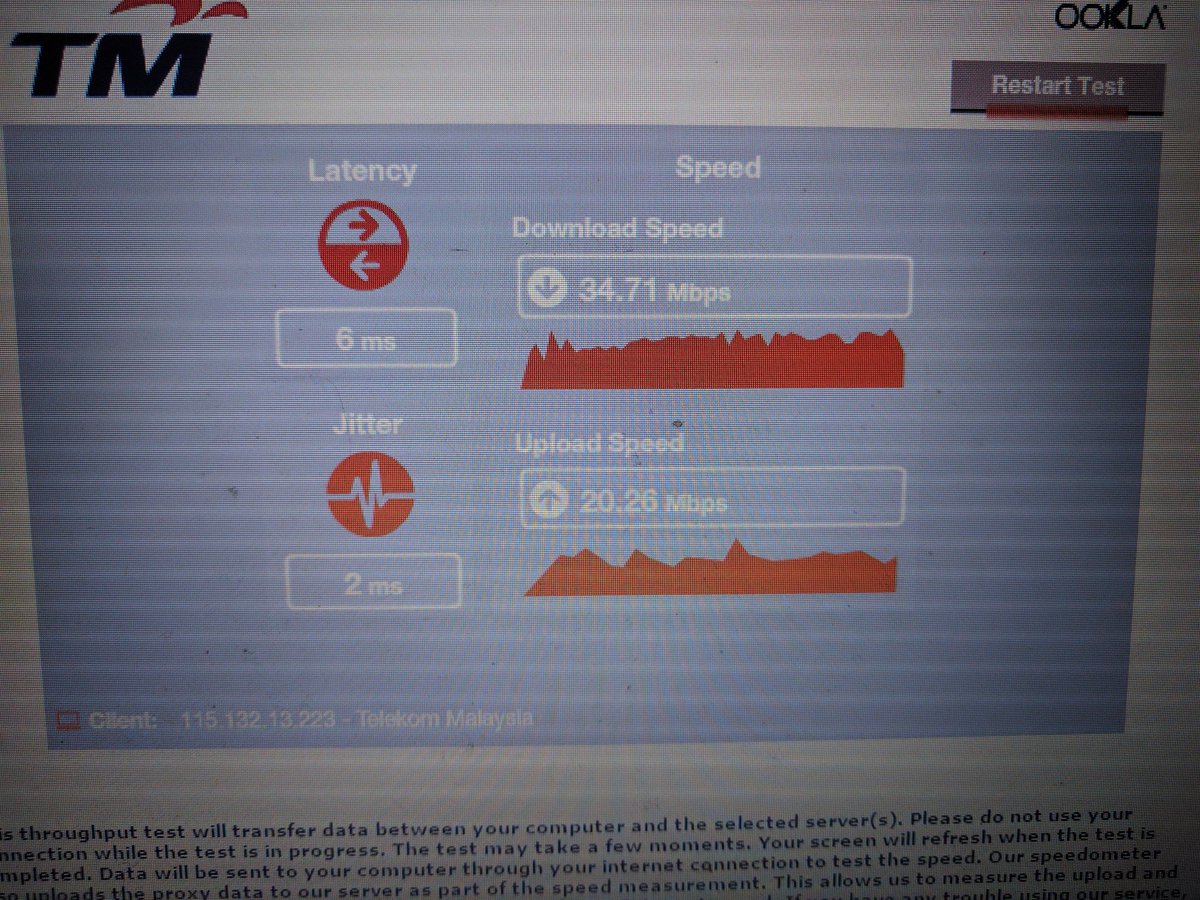 kamalshakris's tweet photo. @TMConnects hi. Ni results as requested. Baru ada kesempatan. FYI, sy langgan 50mbps tp speedtest tak pernah sampai 50mbps https://t.co/LfclU8CURb